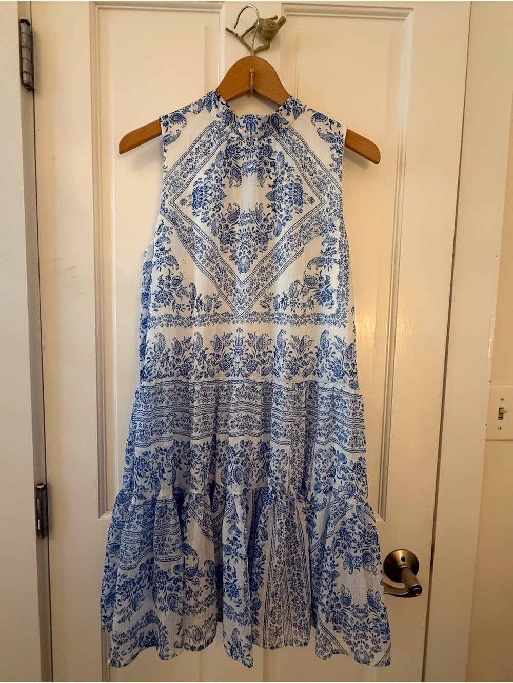 Calvin Klein Blue and White Floral Midi Dress